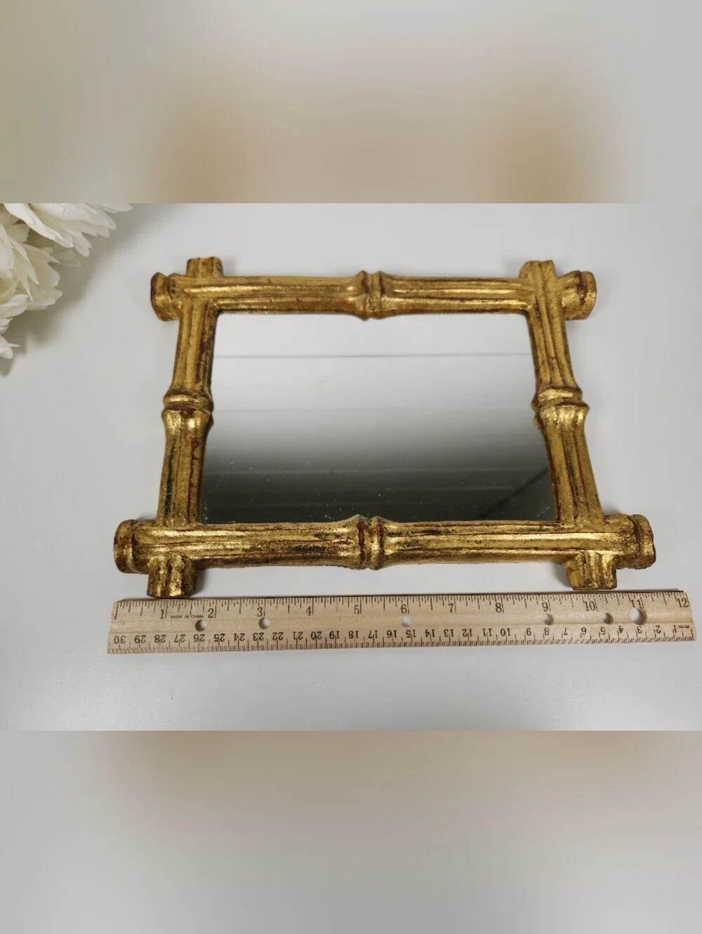 Vintage Florentia Italy Gold Faux Bamboo Wall Mirror 11